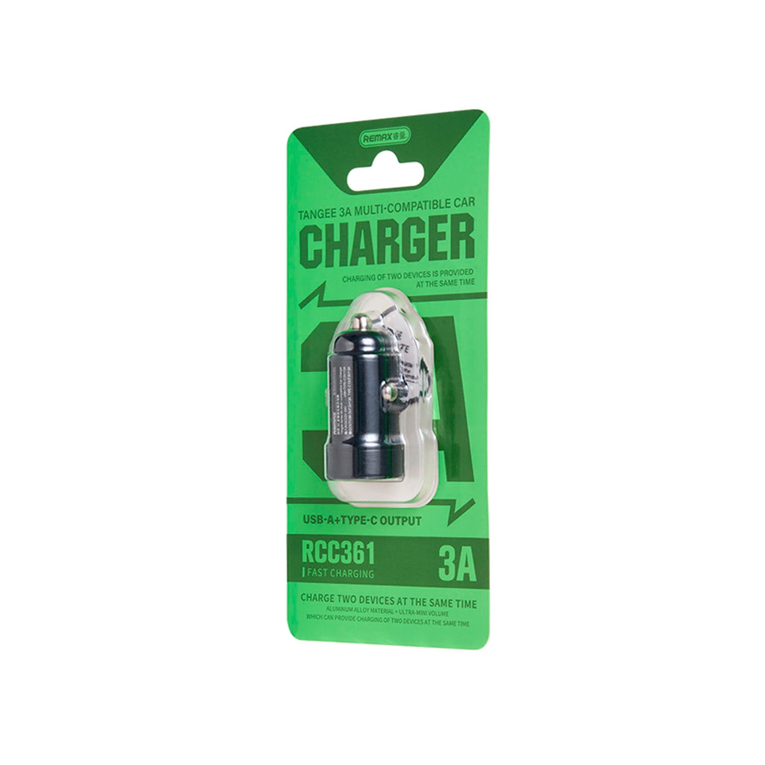 REMAX - Cargador de auto RCC361 Negro 3A USB-A