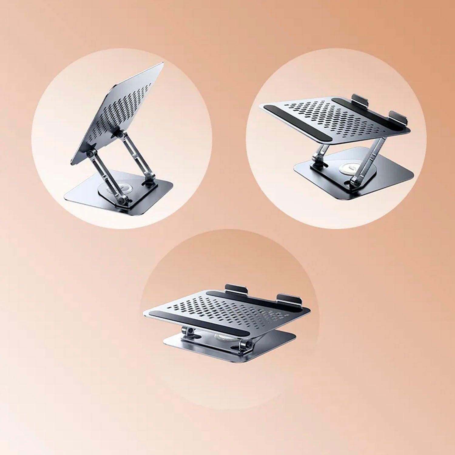 Remax - Soporte Notebook RM-C09 Gris Giratorio Ajustable Ergonómico