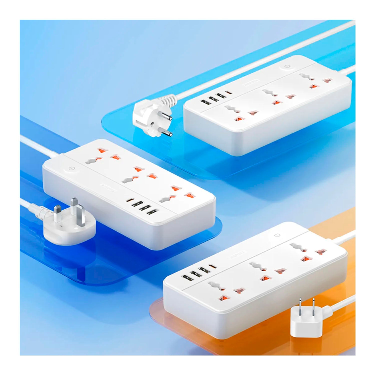 REMAX - Extensión Power Strip RP-U153 Blanco 3 Tomas AC USB USB-C 20W