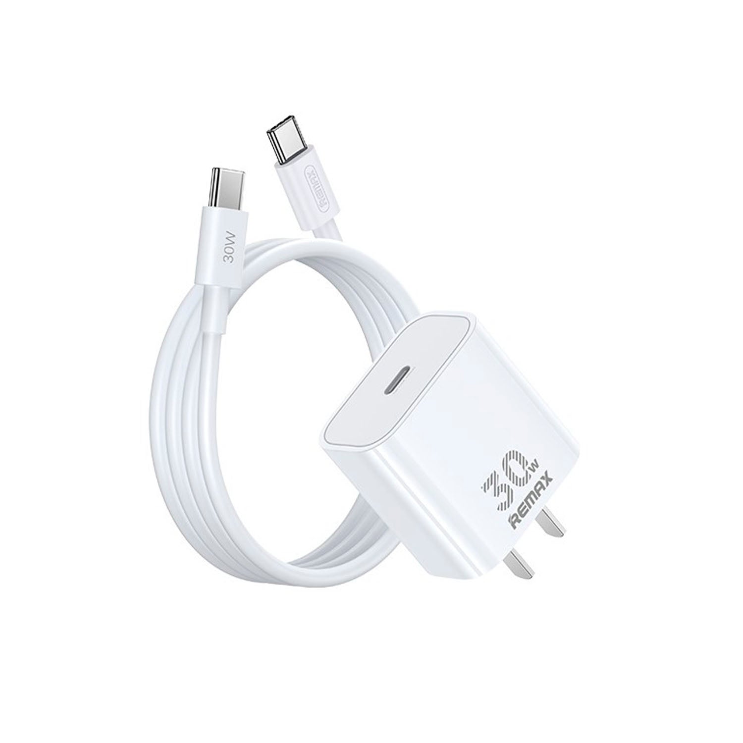 Remax - Cargador RP-U71 Blanco 30W + Cable USB-C Incluido