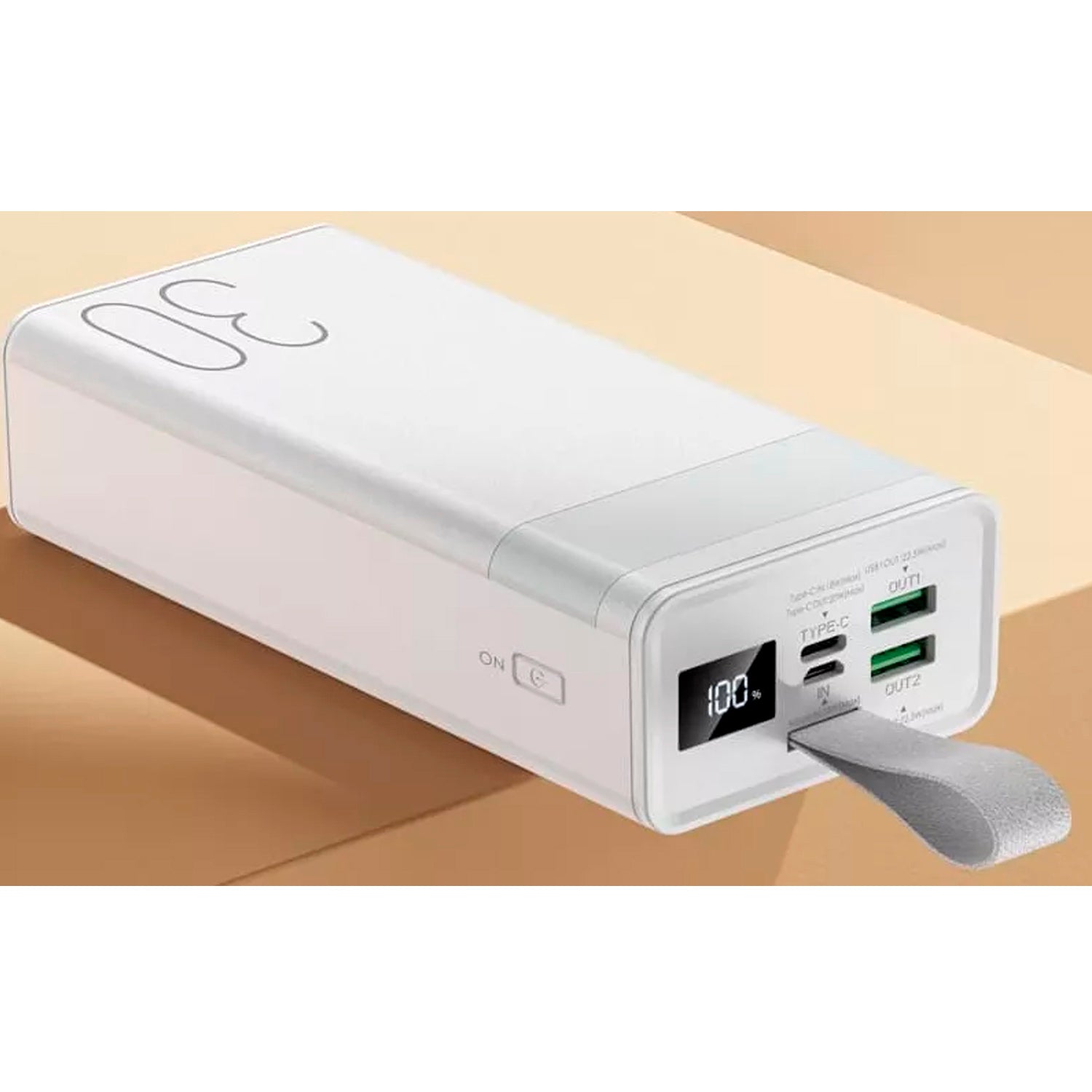 Remax - Power Bank RPP-320 Blanco 30000mAh PD 20W + QC 22.5W Linterna