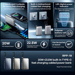 Remax - Power Bank RPP-19 Silver 10000mAh Cable Integrado