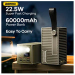 REMAX - Power Bank RPP-609 Pro 60000mAh Carga Rápida PD 22.5W Gris