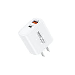 REMAX - Cargador Rápido RP-U120 Blanco 20W USB-A + USB-C
