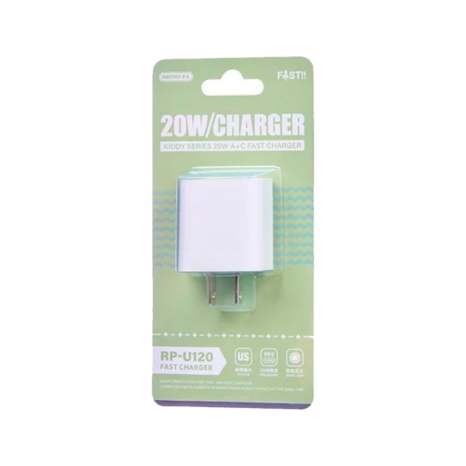 REMAX - Cargador Rápido RP-U120 Blanco 20W USB-A + USB-C