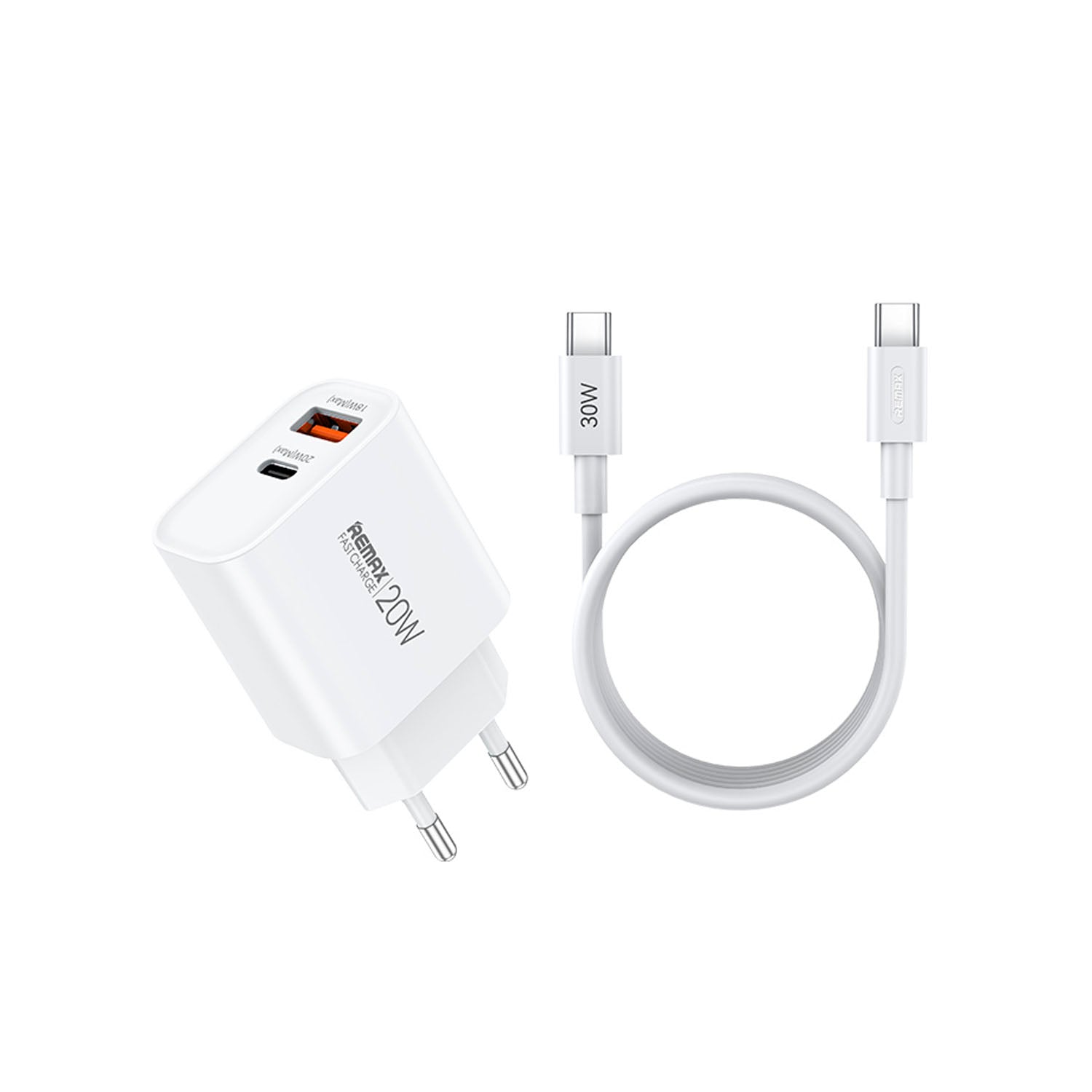 REMAX - Cargador Rápido RP-U120 Blanco 20W Fast Charger Set