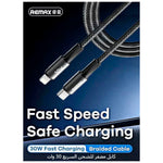 REMAX - Cable CB25 USB Tipo-C a Lightning Negro 30W Carga Rápida 1.2m