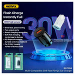 REMAX - Cargador para Auto RCC358 Negro Carga Rápida 30W USB-A + USB-C