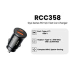 REMAX - Cargador para Auto RCC358 Negro Carga Rápida 30W USB-A + USB-C