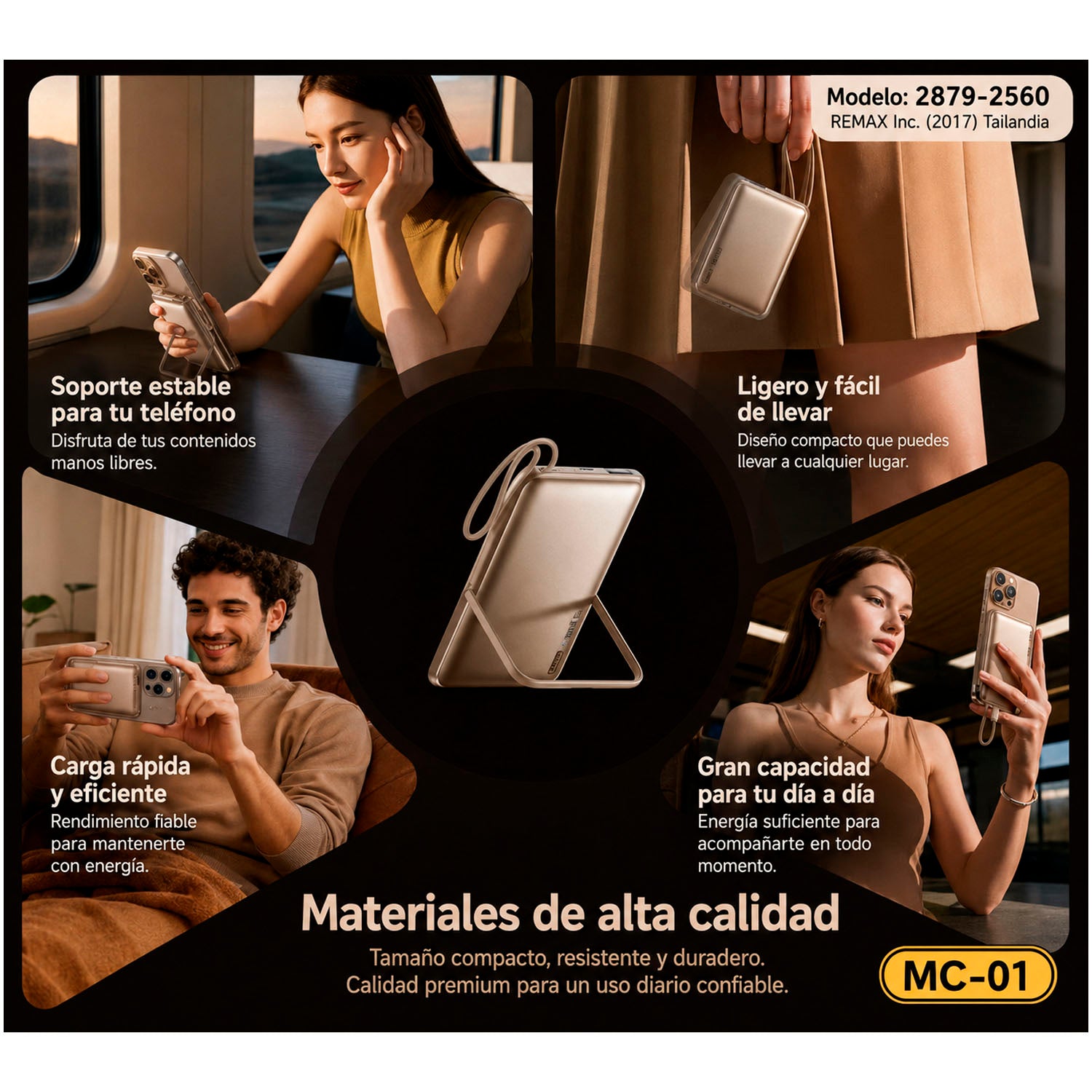REMAX - Power Bank Magnético MC-01 3 en 1 Silver 10000mAh 15W