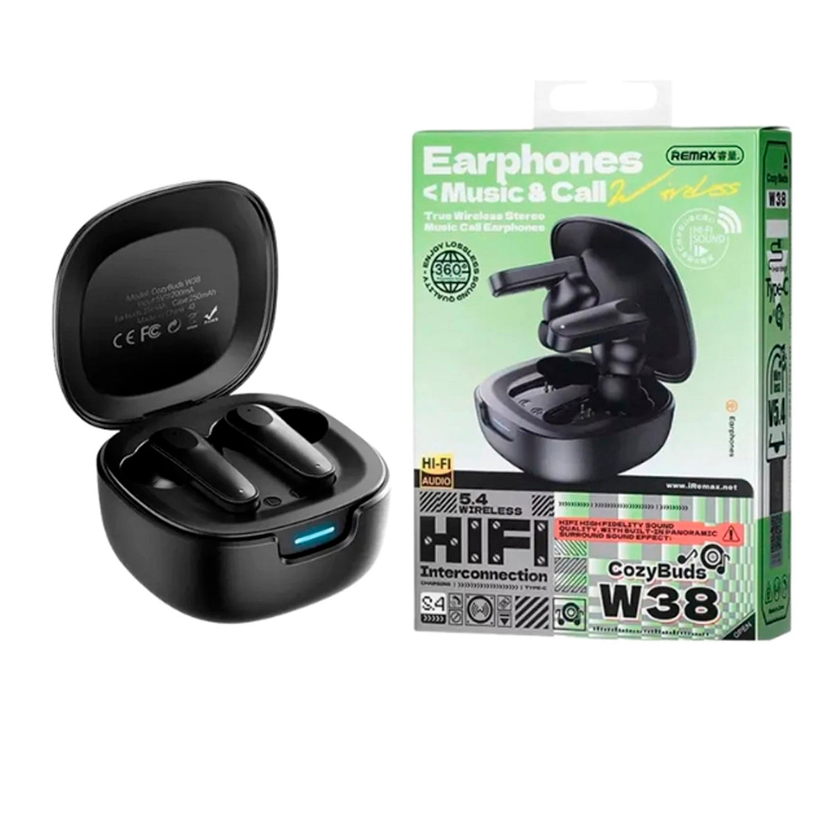 Audífonos Remax CozyBuds W38 Black Bluetooth 5.4