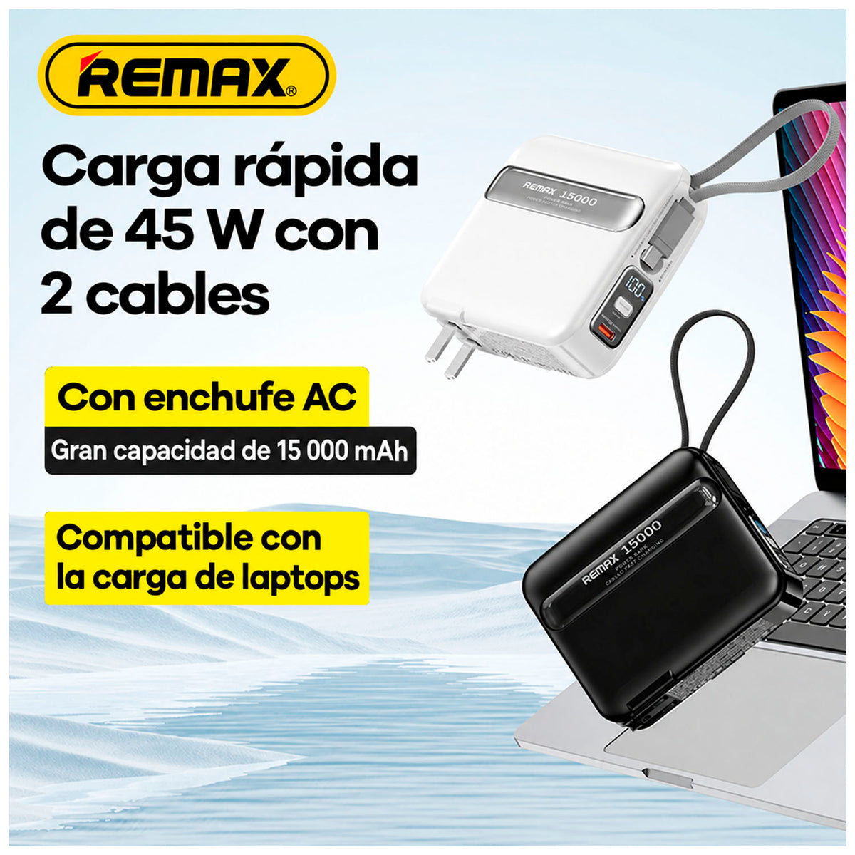 Power Bank Remax RPP-588 Negro 15000mAh 45W PD