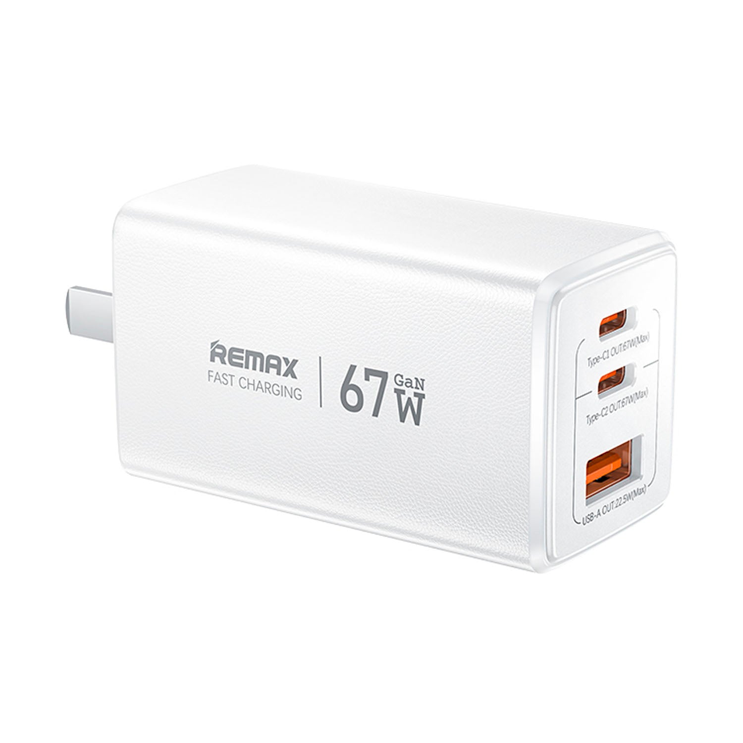 Cargador Rápido Remax CA02 67W Blanco 2 USB-C + USB-A