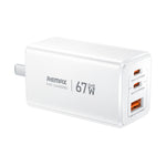 Cargador Rápido Remax CA02 67W Blanco 2 USB-C + USB-A
