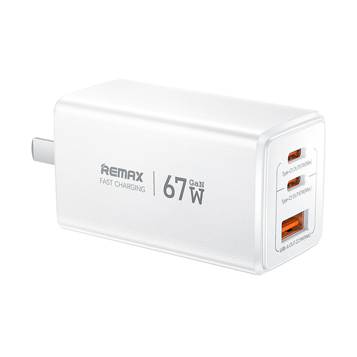 Cargador Rápido Remax CA02 67W Blanco 2 USB-C + USB-A