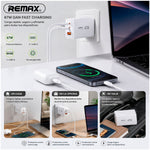 Cargador Rápido Remax CA02 67W Blanco 2 USB-C + USB-A