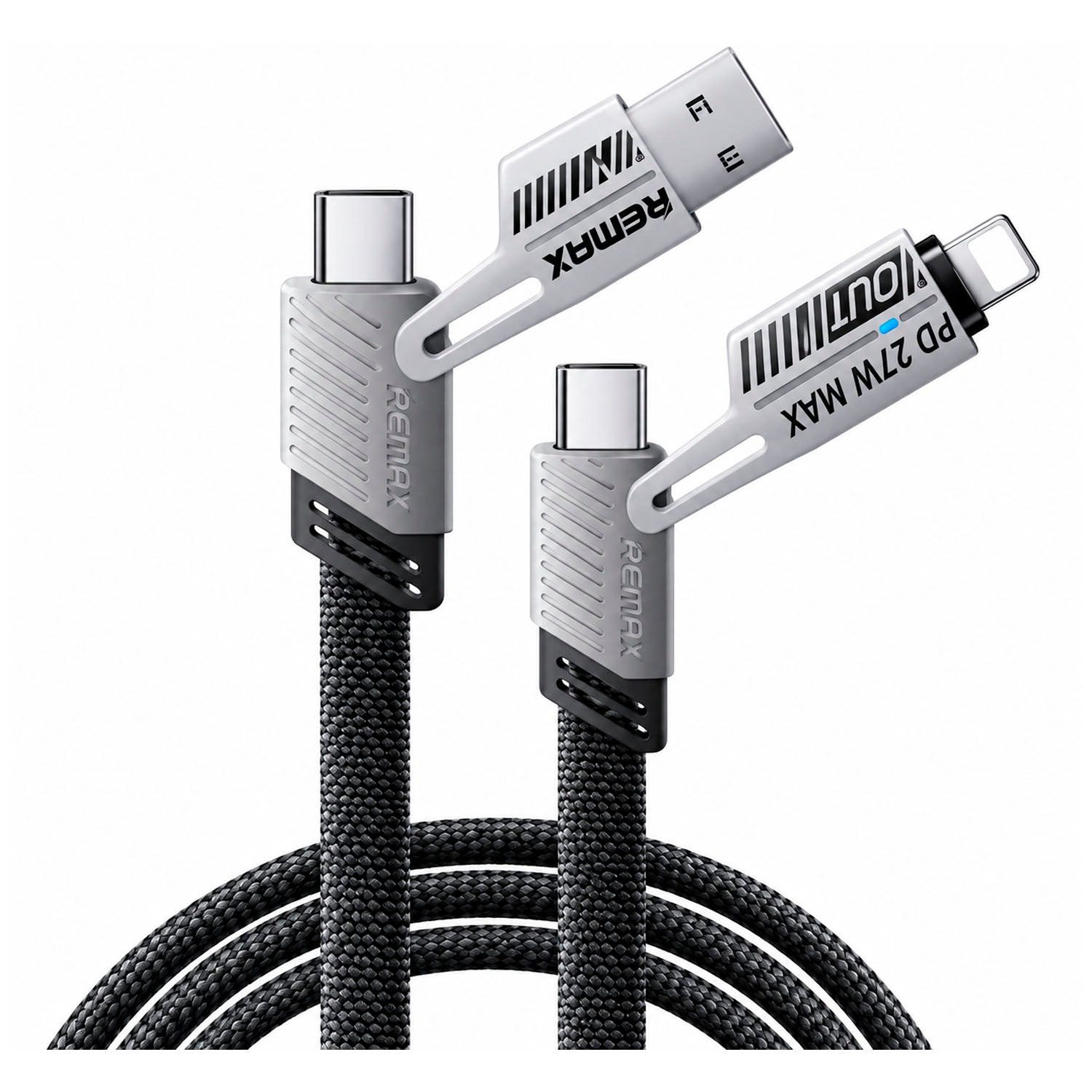 Cable de Carga Remax RC-C189 65W 4 en 1 Negro USB-C Lightning