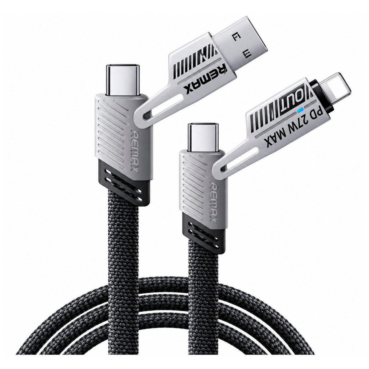 Cable de Carga Remax RC-C189 65W 4 en 1 Negro USB-C Lightning