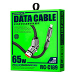 Cable de Carga Remax RC-C189 65W 4 en 1 Negro USB-C Lightning