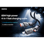 Cable de Carga Remax RC-C189 65W 4 en 1 Negro USB-C Lightning