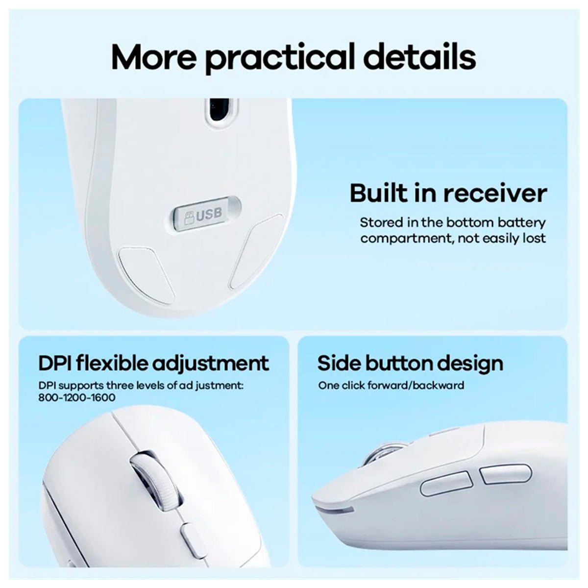 Mouse Inalámbrico Remax WM-01 Blanco Bluetooth 5.0 1600 DPI