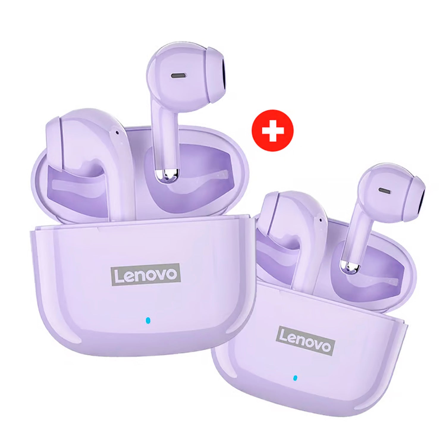 Lenovo - Pack x2 Audífonos LP40 Pro Púrpura TWS IPX5 Bluetooth 5.1